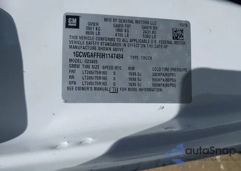 2017 Chevrolet Express 2500 Work Van from USA, damaged, VIN 1GCWGAFF6H1147484